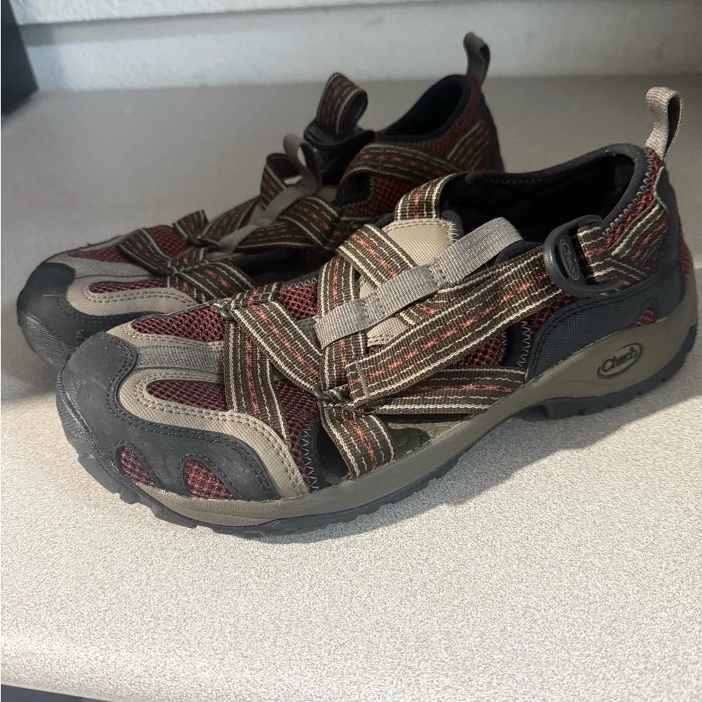 Chaco Red and Black Hiking Sandals